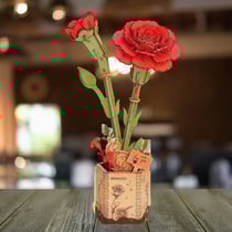 Maquette Bois Fleur - Œillets Rouges