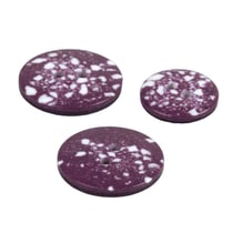 Lot de 3 boutons rond plastique recyclé 2 trous rouge beaujolais