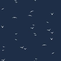 Tissu Popeline de Coton Oiseau Lolo sur fond Bleu marine