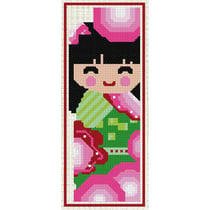LUC - Kit à broder point de croix marque page Kokeshi