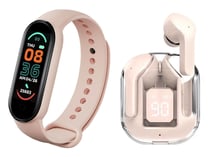 Avizar Pack Sport Écouteurs TWS Imagine Bluetooth 5.3 ENC et Bracelet Connecté Rose