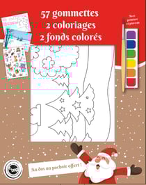 Coloriage avec peinture pinceau et gommettes Forêt de Noël