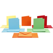 Cartes 15 x 15 cm et enveloppes - Assortiment de couleurs - 50 sets