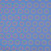 Tissu Polycoton Rosace Pop orange sur fond Bleu lavande - Au mètre