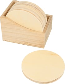 StopSet 6 sous-verres ronds 10 cm - bois - Artemio
