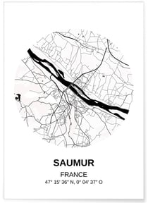 Affiche Carte Saumur | A3 : 29,7x42cm