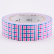Masking tape - Quadrillé Fluo Rose-Bleu - 10 m x 15mm