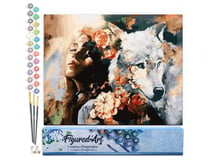 Peinture par Numéro Figured'Art - Complicité Femme et Louve blanche - Kit de Loisir Créatif DIY Numéro d'Art Complet - 40x50cm sans châssis en bois