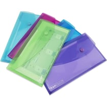 Pochettes avec bouton pression - Porte-documents - Format DL - 5 couleurs assortis