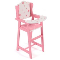 Chaise haute en bois stars rose poupée - bayer chic 2000 - mobilier repas poupon