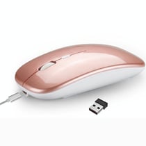 Souris Bluetooth Sans Fil Rechargeable Ultra Fine et Silencieuse Or Rose YONIS