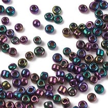 1000 perles de rocaille multicolore violet bleu vert irise ø 2 mm 12/0 - création bijoux