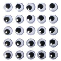 Yeux mobiles plastique autocoll., 10mm ø, 24 pces