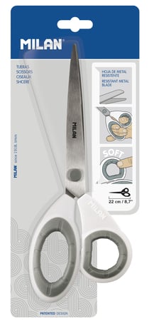 Blister ciseaux de bureau blancs 22 cm