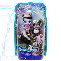 Enchantimals poupée caper et sage skunk la moufette - figurine 15 cm - animal - mattel fxm72