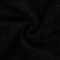Tissu Laine mélangé bouclette uni Noir - Au mètre