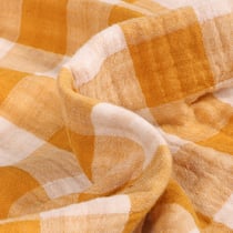 Tissu Double gaze reversible Rayures sur fond Ocre