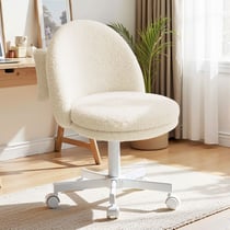 Chaise de maquillage - COMHOMA - Pivotante réglable hauteur tissu blanc