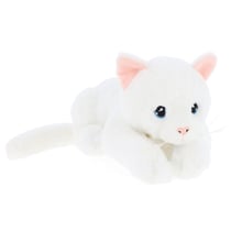 Peluche chat blanc éco responsable - Kontiki - 19 cm - Polyester recyclé
