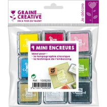 Graine Créative - Encreur pour tampon et embossing 9 pièces