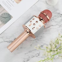 Microphone Sans Fil LED Bluetooth Avec Réduction De Bruit Et Effets Sonores Or Rose YONIS