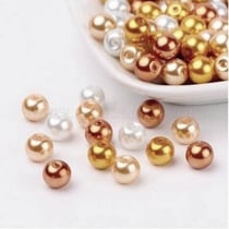 Perles ronde en verre nacré en mélange coloris assortis 6 mm Lot C