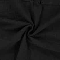 Tissu Double gaze aspect lin uni Noir - Au mètre