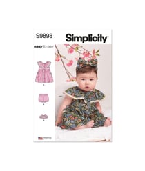 Patron Simplicity 9898 - Robe, culotte et bandeau pour bébé taille n°1-18 mois