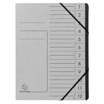 Trieur agrafé avec élastiques intérieur noir 12 compartiments - A4 - Gris - x 10 - Exacompta