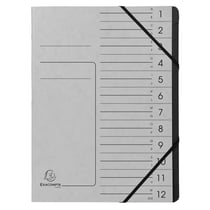Trieur agrafé avec élastiques intérieur noir 12 compartiments - A4 - Gris - x 10 - Exacompta