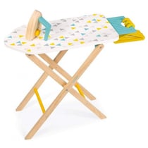 Set de repassage en bois - table a repasser + fer + cintres - janod - j06502 - jouet menage