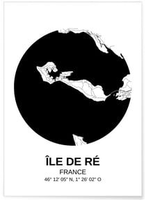 Affiche Carte Ile de Ré | A3 : 29,7x42cm
