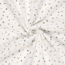Tissu Double gaze de Coton LittleBird Fleuris sur fond Ecru