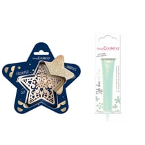 Kit pour biscuit en relief Étoile + Stylo au chocolat vert d'eau