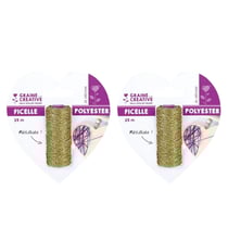 2 bobines de ficelle métallisée dorée 25 m