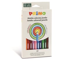 Crayon de couleur Jumbo PRIMO - Mine 5,5 mm - Boîte de 12 crayons assortis