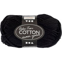 Pelote de fil de coton, dim. 8/8, L : 80-85 M, noir, 50 gr/ 1 boule