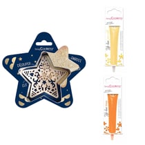 Kit pour biscuit en relief Étoile + 2 Stylos au chocolat jaune pastel et orange