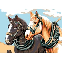 Princesse - Canevas antique Chevaux de traits 32x50 cm
