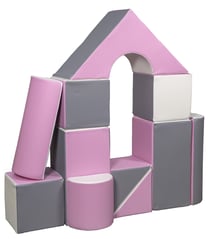 Set de 11 blocs en mousse pour le jeu blanc, rose, gris
