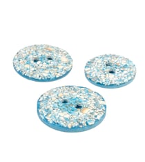 Bouton rond coquilles d'œufs 2 trous bleu turquoise
