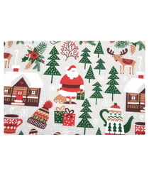 Tissu coton Noël chalets de 140 cm de largeur yule vert vendu par 50 cm