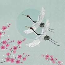 Lot de 4 serviettes en papier découpage collage 33 cm OISEAU GRUE O 113