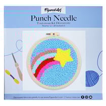 Figured'Art Punch Needle Kit Complet pour Adultes et Enfants - Étoile filante - Parfait pour Débutant. Set prêt à broder taille 20x20cm avec cadre circulaire