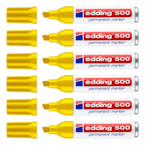 Lot de 6 marqueurs permanents - EDDING - Pointe large biseautée 2-7 mm - Corps aluminium - Jaune - 500