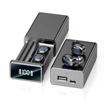 Ecouteurs Bluetooth Rose Avec Affichage Digital Et Boîtier De Charge Magnétique Noir YONIS