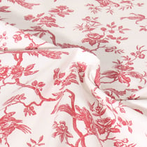 Tissu Coton cretonne enduit Jardins Fleuris sur fond Ecru