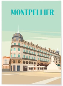 Affiche ville Montpellier 2 | A3 : 29,7x42cm