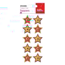 Stickers Noël en relief - Etoiles dorées et rouges à paillettes