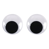 Yeux mobiles en plastique à coller, 25 mm ø, 20 pces, noir / blanc